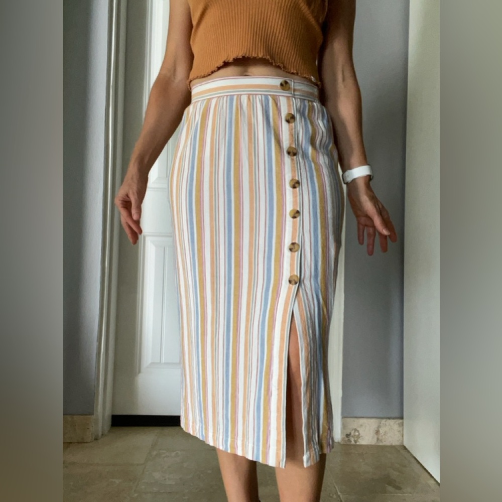 Adorable striped Linen cotton blend skirt
